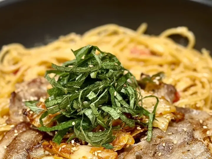 김치파스타 완성 사진