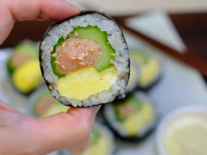명란오이김밥 완성 사진
