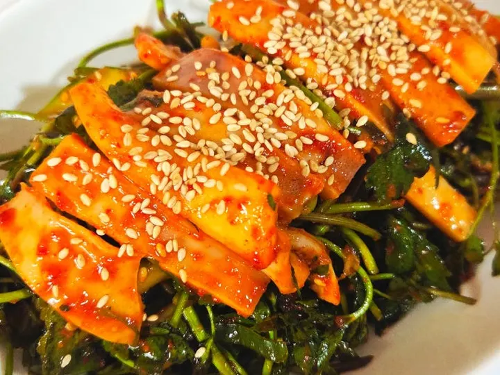 오징어미나리초무침 완성 사진