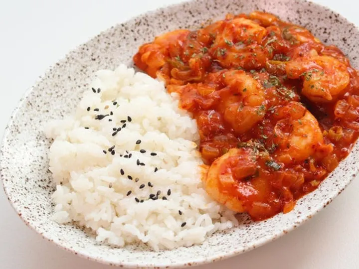 칠리새우덮밥 완성 사진